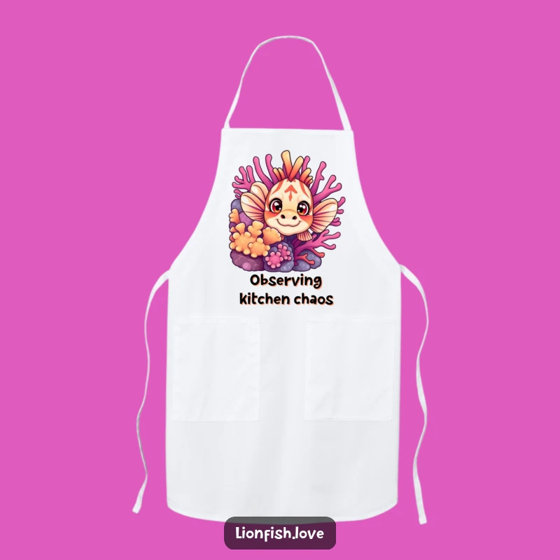 Funny Curious Lionfish Apron: Splashy Kitchen Fun & Great Cooking Gift