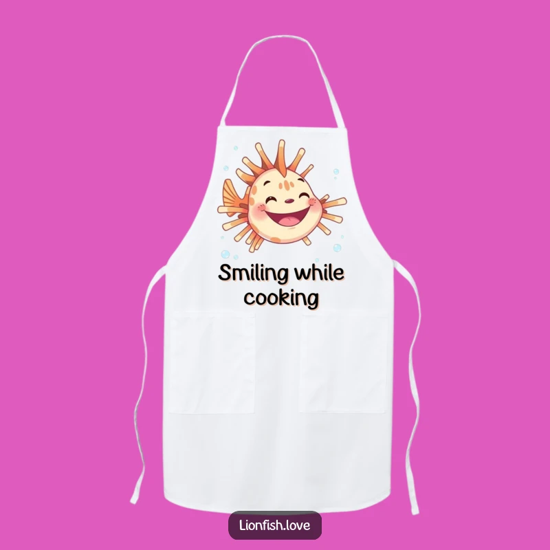 Funny Joyful Lionfish Apron: Kitchen Smiles & Cheerful Cooking Gift