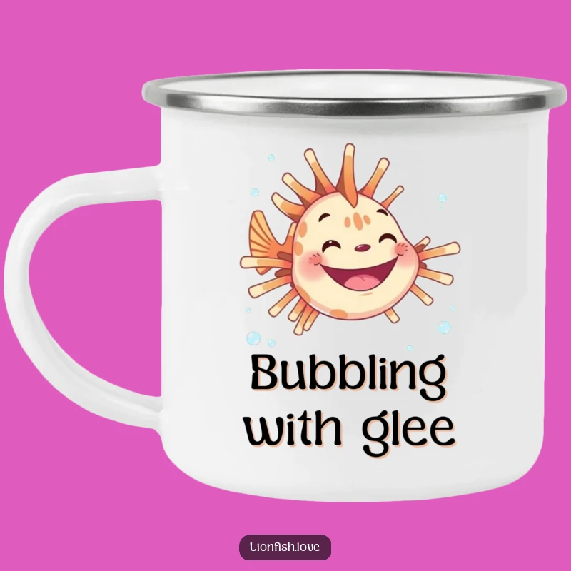 Funny Joyful Lionfish Camping Mug: Cheerful Adventure Companion