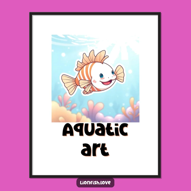 Funny Happy Lionfish Digital Art: Instant Ocean Joy and Humor