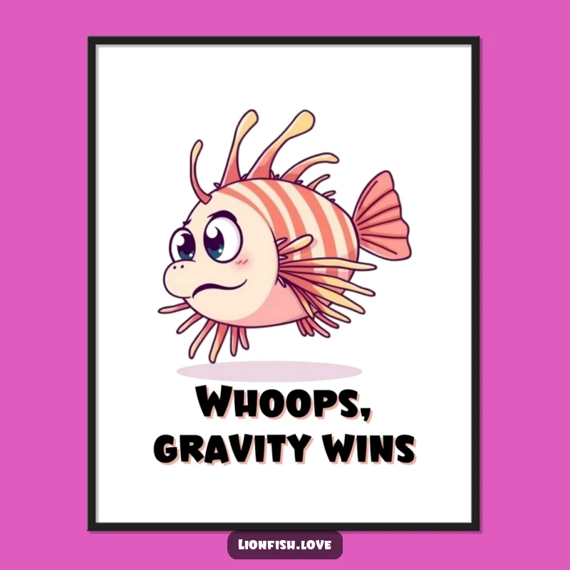 Funny Clumsy Lionfish Digital Art: Instant Underwater Oops & Gift
