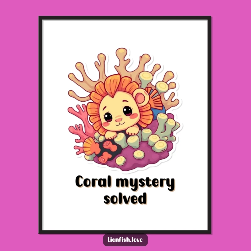 Funny Curious Lionfish Digital Art: Instant Peek-a-Boo Decor, Amazing Funny Gift