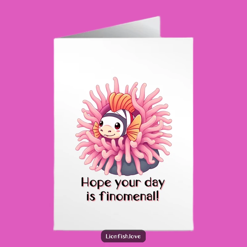 Free Printable Birthday Card: Shy Lionfish Peek-a-Boo, Funny Downloadable Gift
