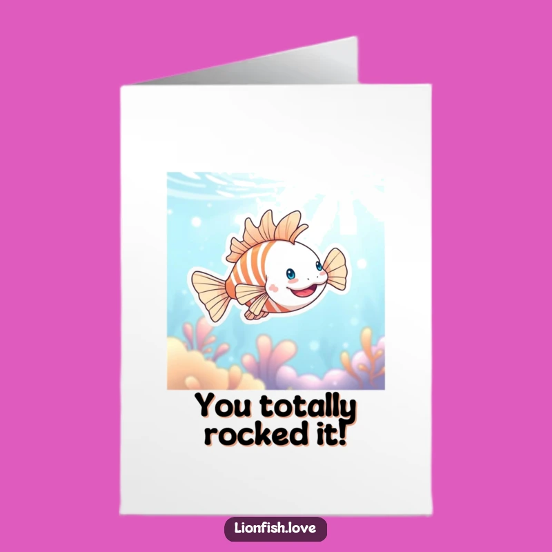 Free Printable Congrats Card: Happy Lionfish Swimming, Funny Downloadable Gift