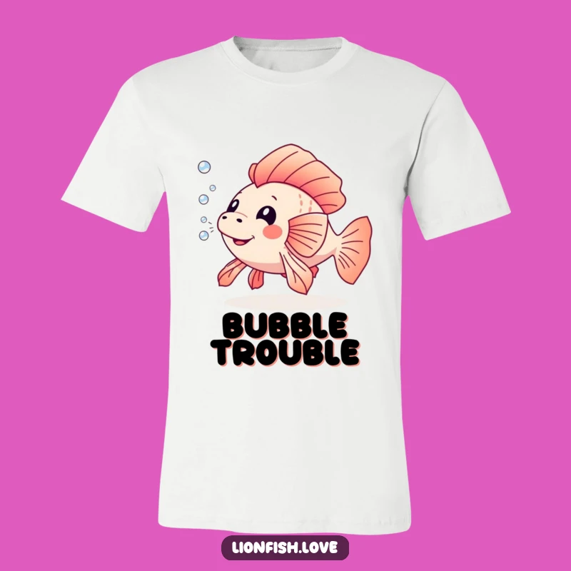 Funny Playful Lionfish T-Shirt: Dive into Fun with Bubble Trails