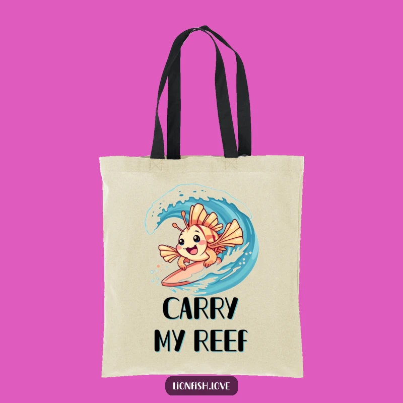 Funny Tote Bag: Lionfish Surf Wave Carryall