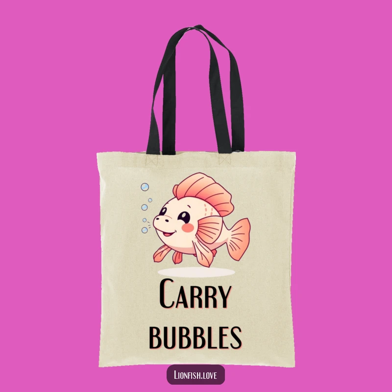 Funny Playful Lionfish Tote Bag: Carry Fun and Bubbles Everywhere